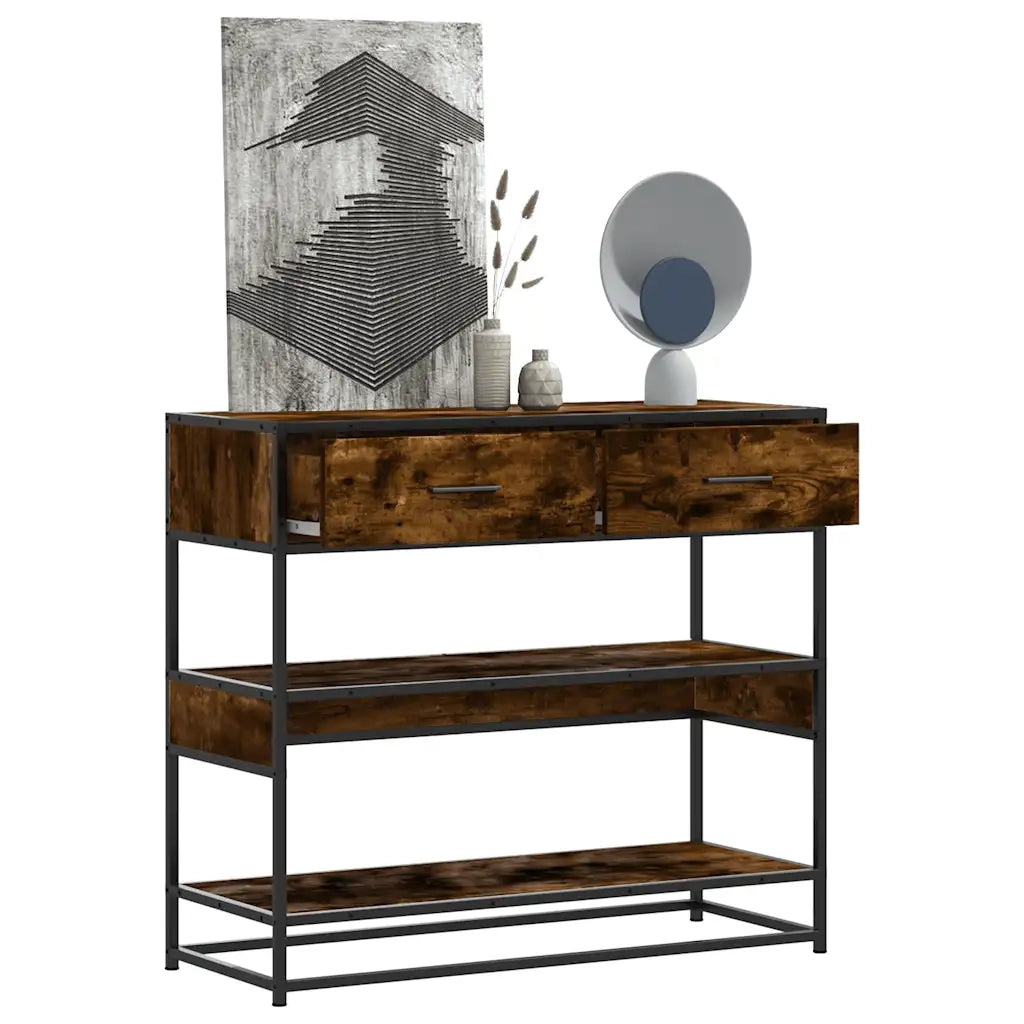 Tavolino Consolle-Tavolino da soggiorno-Tavolo Rovere Fumo 90x35x80 cm in Legno Multistrato 416578