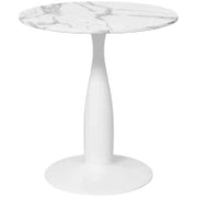 Tavolo da pranzo rotondo in acciaio verniciato a polvere, in MDF con melamina, con piedini antiscivolo, 70 x 74 cm, Bianco