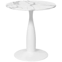 Tavolo da pranzo rotondo in acciaio verniciato a polvere, in MDF con melamina, con piedini antiscivolo, 70 x 74 cm, Bianco