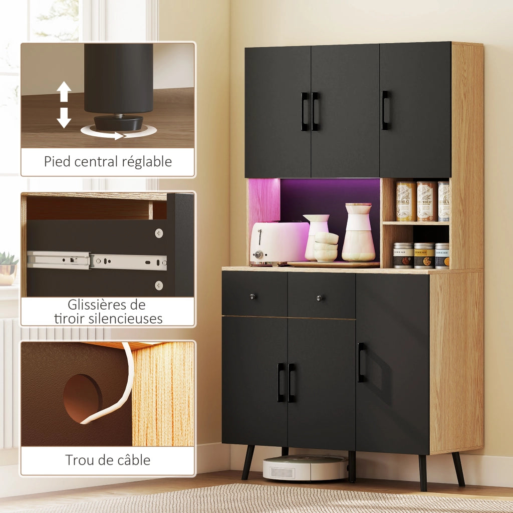 Buffet da cucina ¨C zephmum ¨C nero 100x40x176cm con luce LED