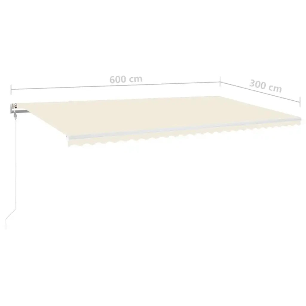 vidaXL Tenda Automatica con Sensore Vento e LED 600x300 cm Crema