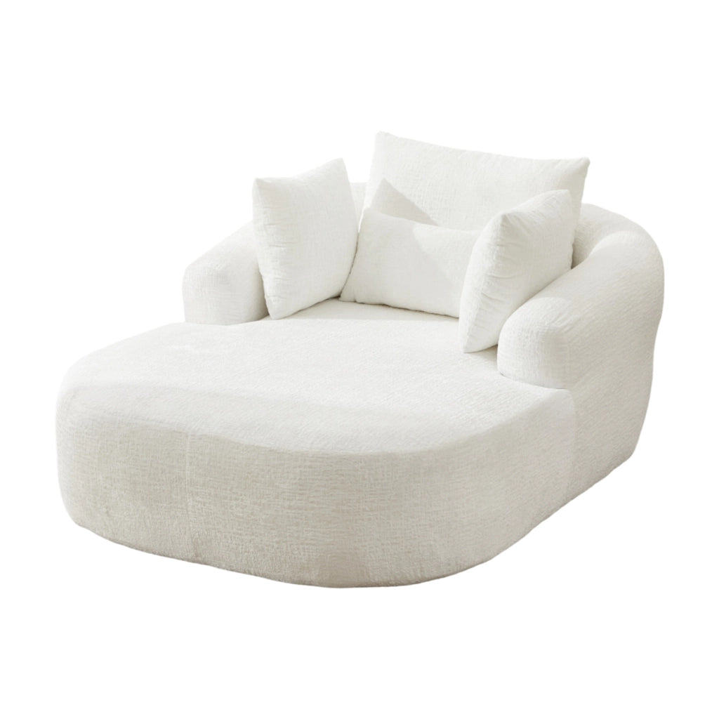 Divano letto Chaise longue con funzione letto per soggiorno e camera in velluto a coste Bianco