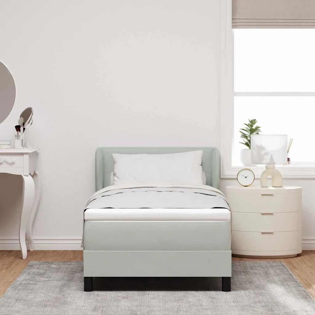 Letto a molle con materasso-Struttura Letto con Materasso Grigio chiaro 90 x 190 cm Velluto 699207