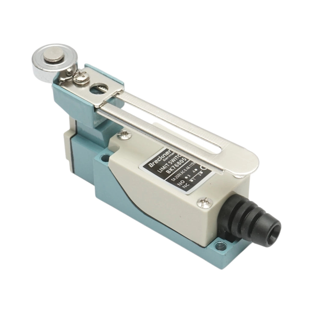 Finecorsa con braccio regolabile e rullo NO+NC 250V AC 5A/115V DC 0,4A Breckner Germany
