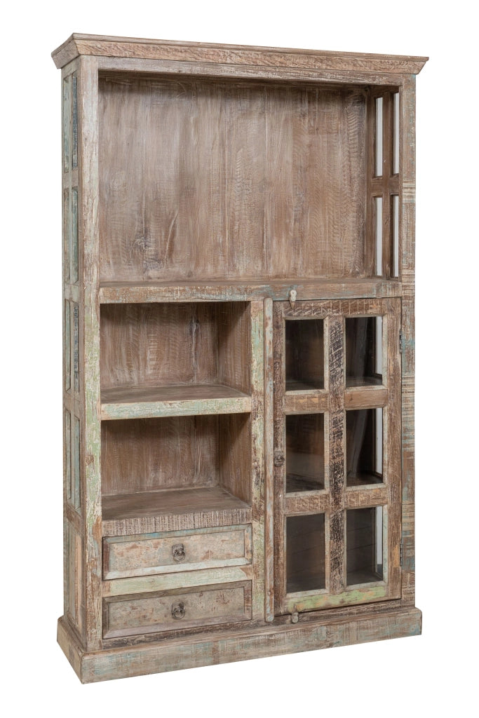Biscottini Libreria in legno massiccio riciclato finitura anticata realizzata massello