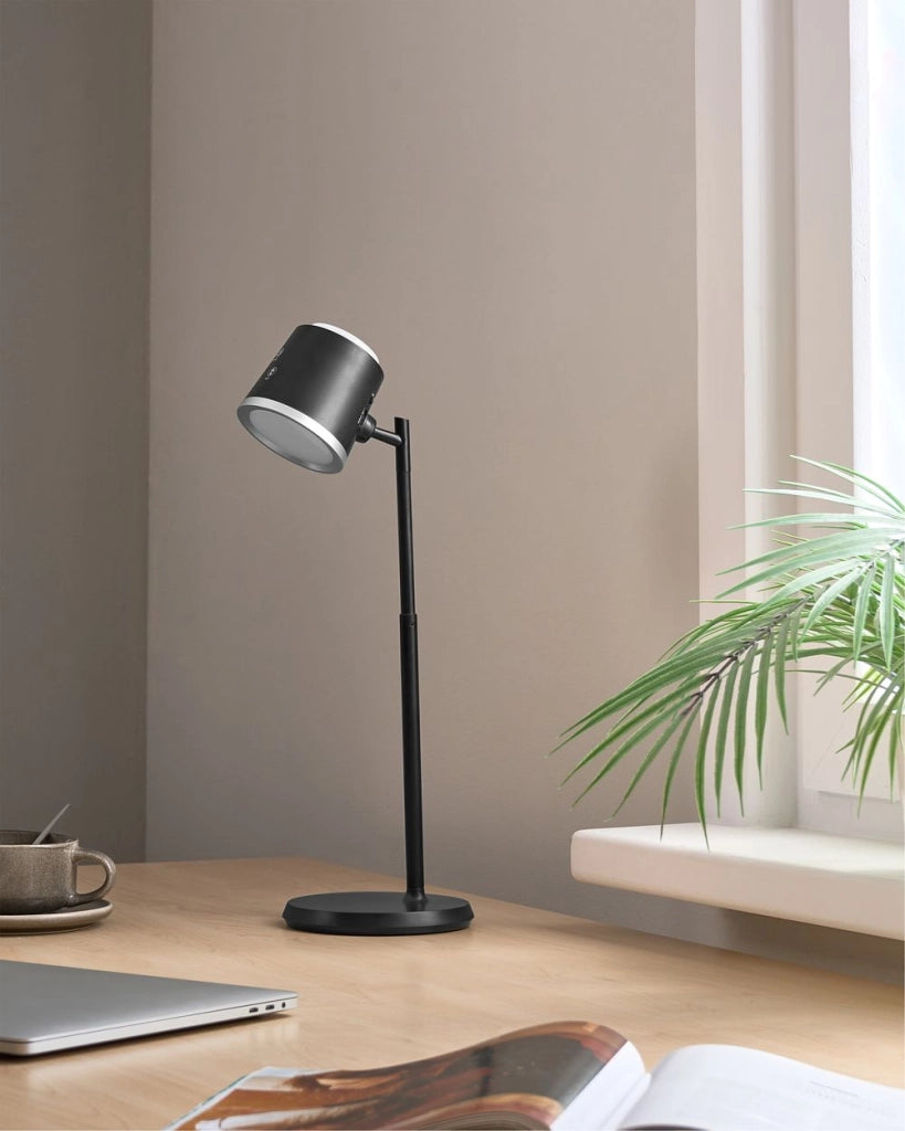 Lampada da tavolo e da parete per ufficio 2 in 1 nero Illuminazione da tavolo Lettura Lampada per computer Braccio staccabile Funzione CCT Dimmer Stepless