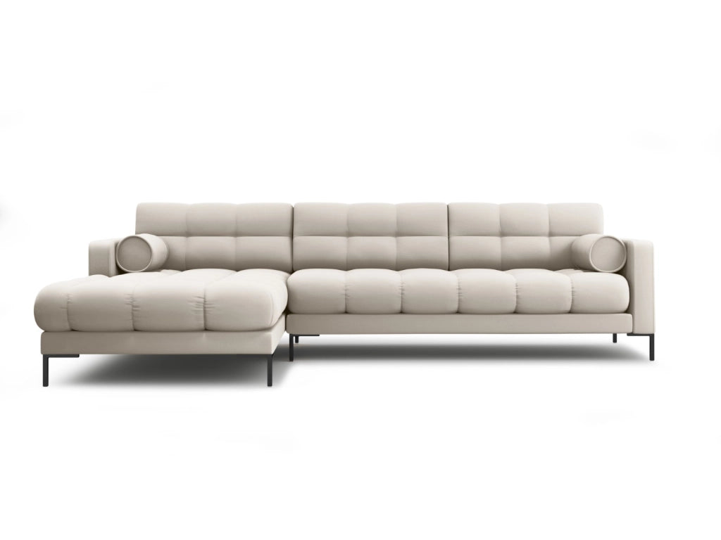 Cosmopolitan Design - Divano angolare sinistro "Bali" 5 posti in tessuto strutturato beige 