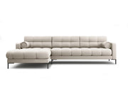 Cosmopolitan Design - Divano angolare sinistro "Bali" 5 posti in tessuto strutturato beige 