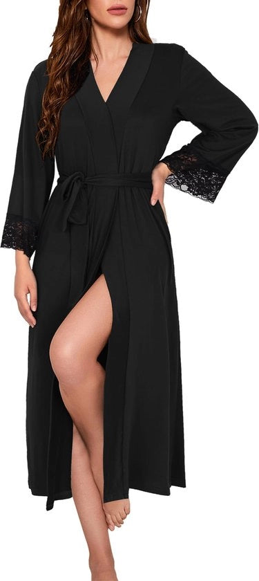 Kimono da notte con V collo per donne, lunga camicia da bagno, kimono da sauna per donne