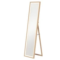 Grande specchio da terra, specchio da parete o da terra rettangolare, 40 x 160 cm con illuminazione a LED 3 colori, rovere