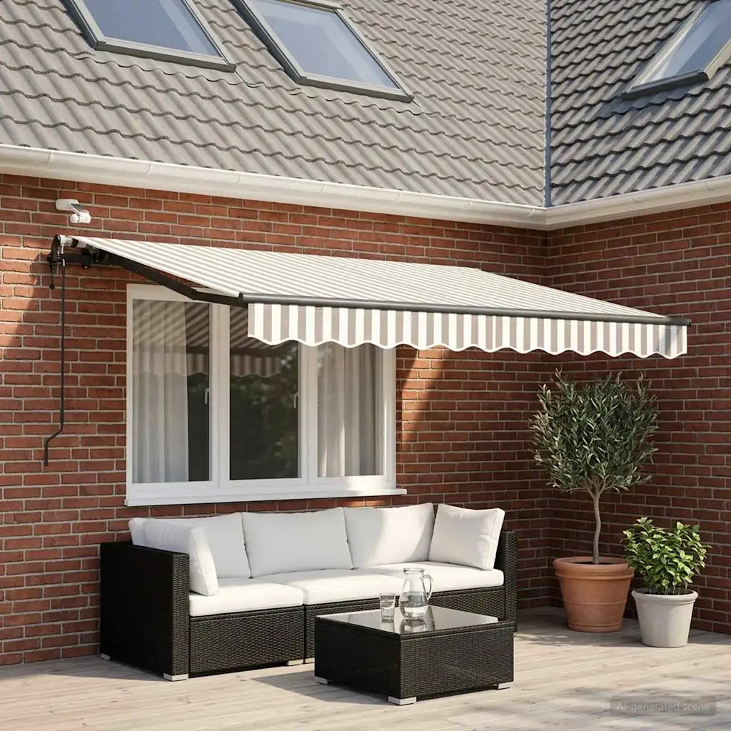 Tenda retrattile Grigio chiaro e bianco 300 x 250 cm Poliestere 3425853