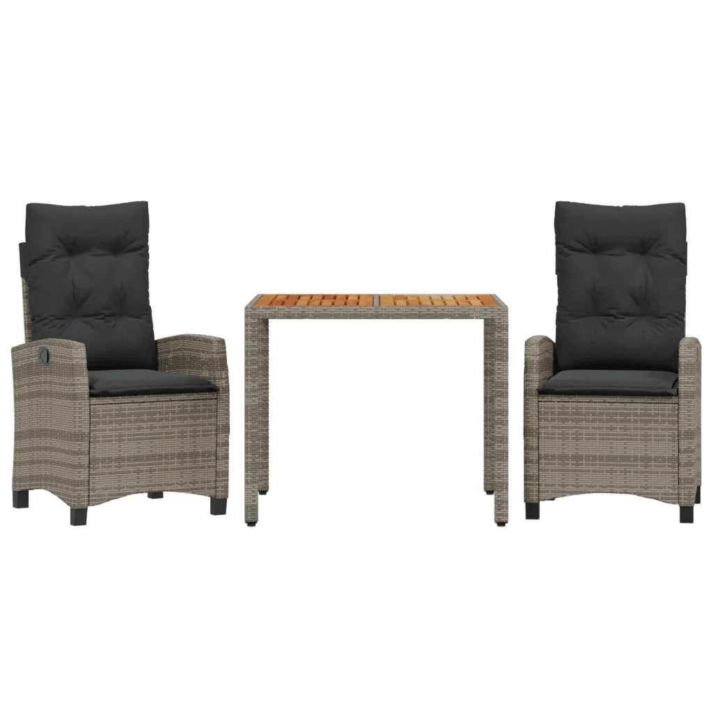 Set da Pranzo da Giardino 3 pz con Cuscini in Polyrattan Grigio 3212671
