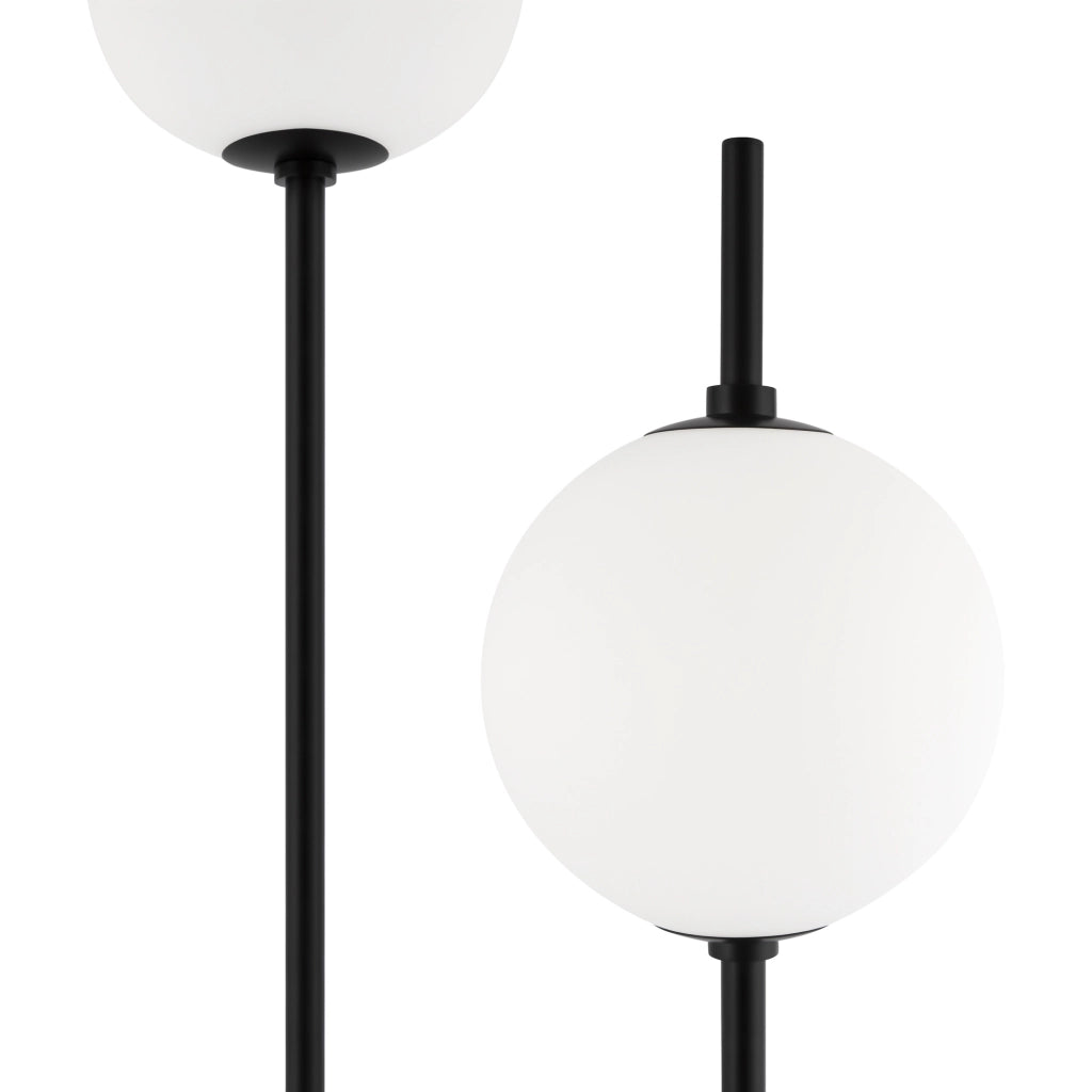 Maytoni lampada da terra moderna The Sixth Sense 2 luci LED integrato nero metallo vetro bianco