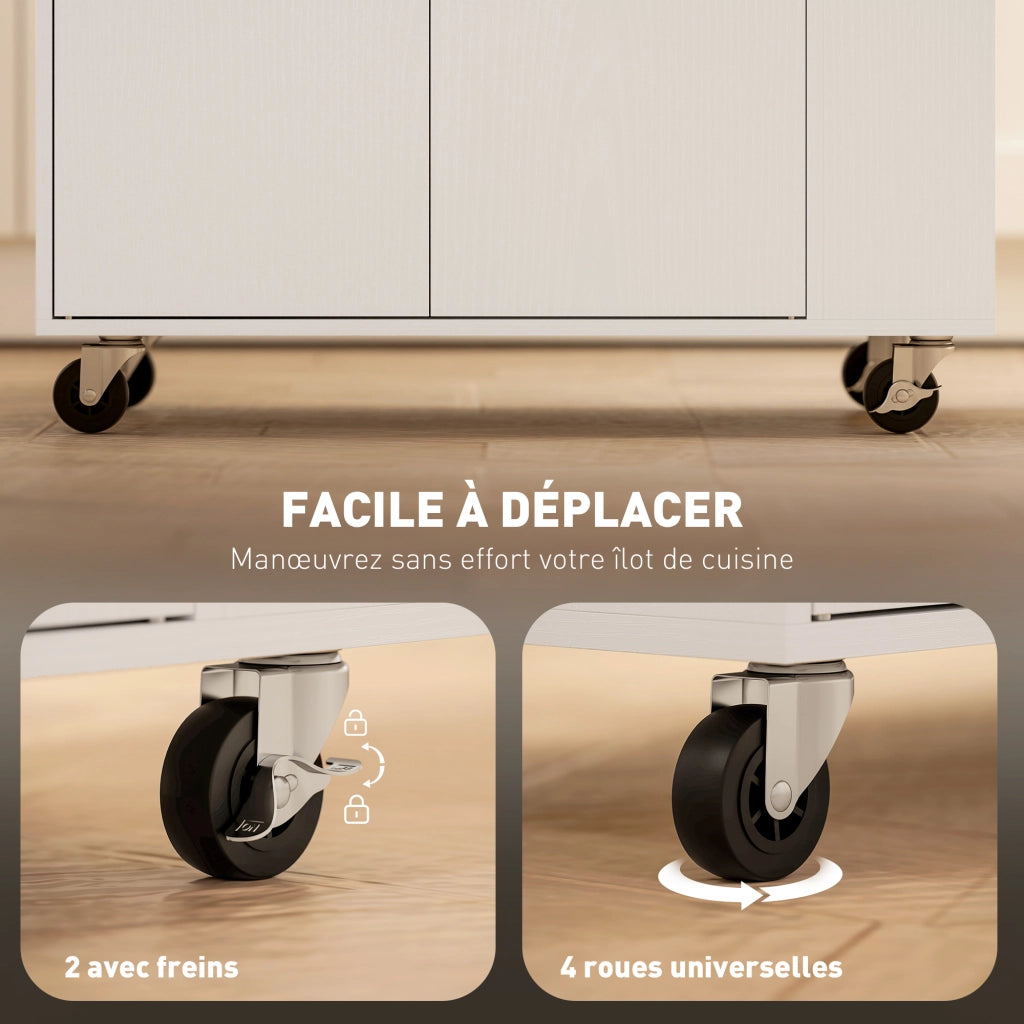 Carrello da cucina mobile con cassetto e ante ¨C Xylo ¨C Bianco 82x38x86,5 cm