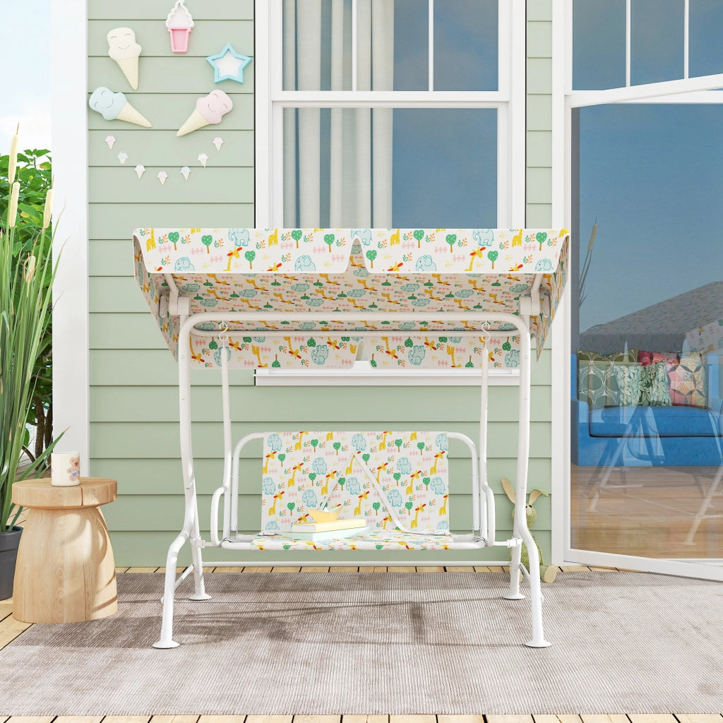 Dondolo 2 Posti per Bambini ¨C zephmum ¨C Bianco 112x75x120 cm