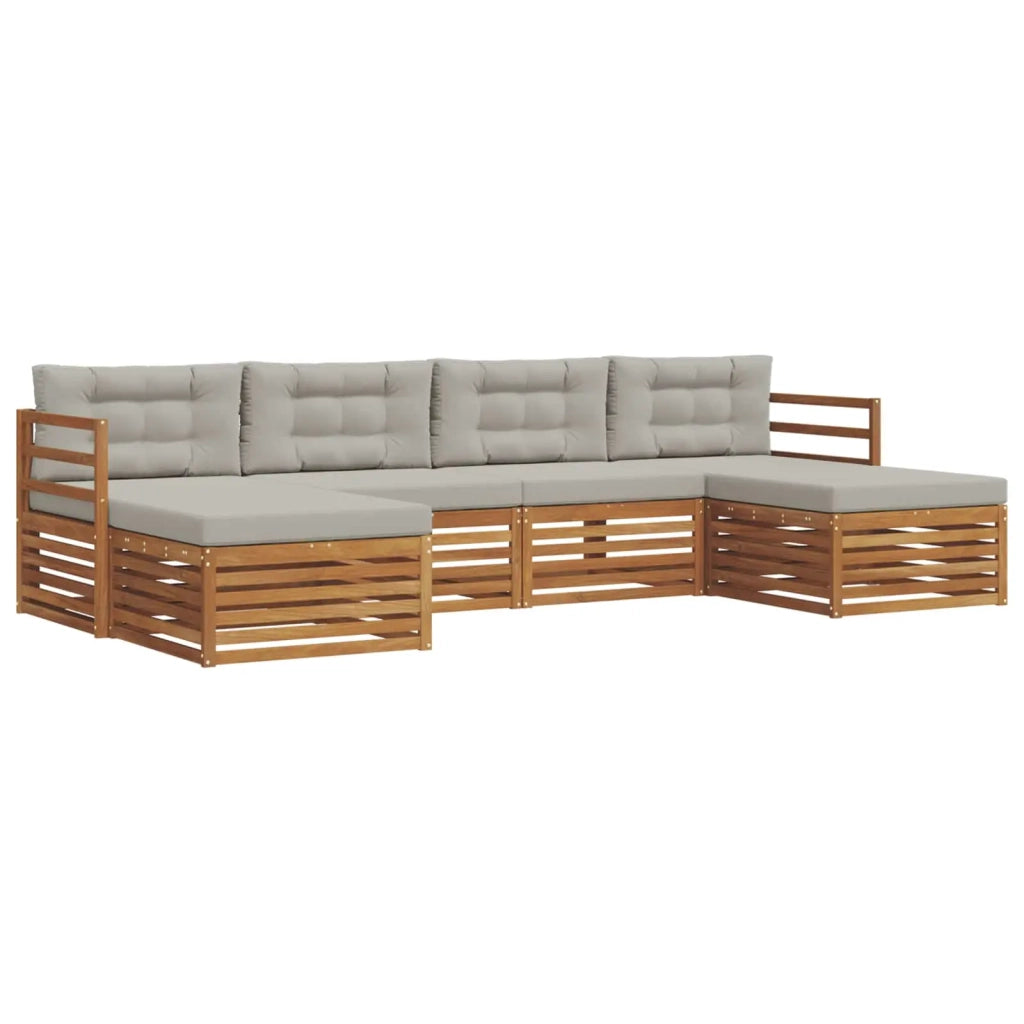 Set divani con cuscino 6 pcs Grigio Naturale e Chiaro