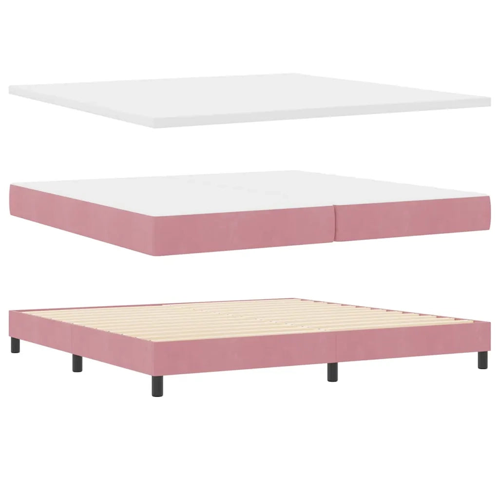 Letto a molle con materasso Rosa 200 x 200 cm Poliestere
