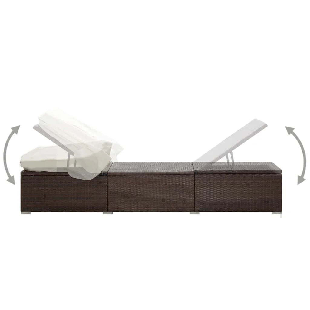 Lettino prendisole sedia a sdraio lettino prendisole letto da giardino mobili da esterno per patio con baldacchino e cuscino resina intrecciata marrone 02_0012274