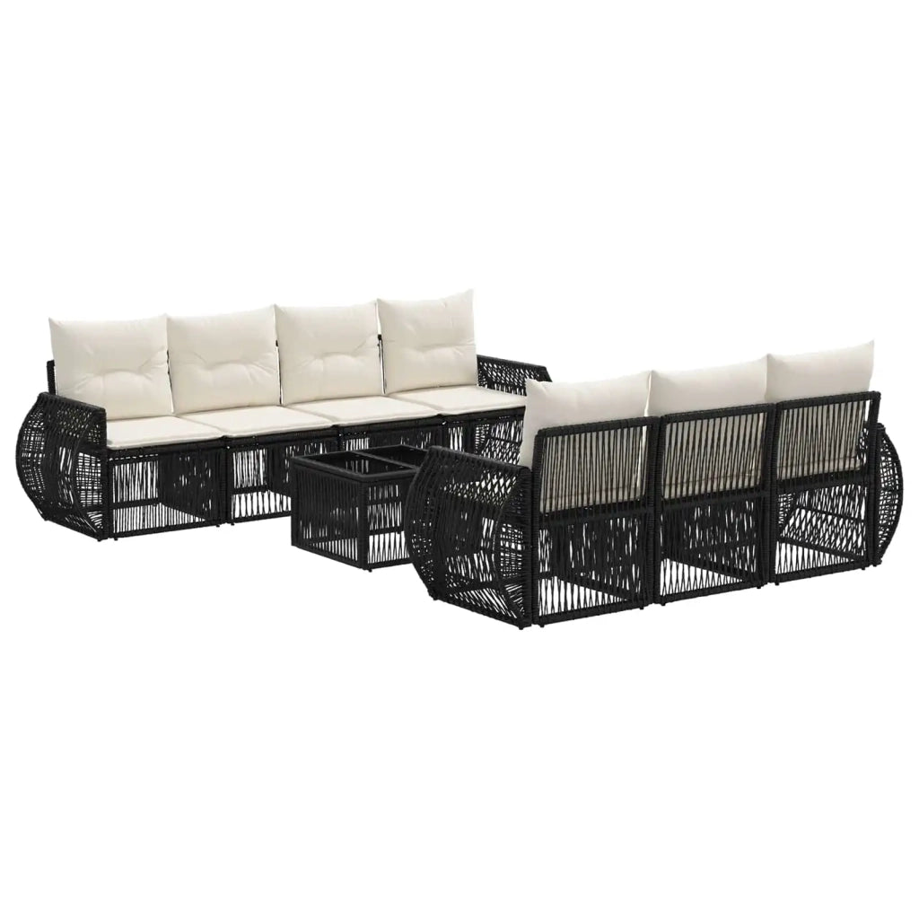 Set Divano da Giardino 8 pz Nero polyrattan 3435355