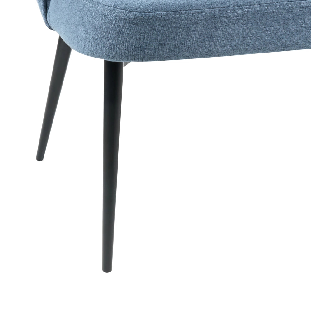 Divano da cucina Rivestimento in tessuto blu Struttura in metallo a 2 posti Gambe nere Panca