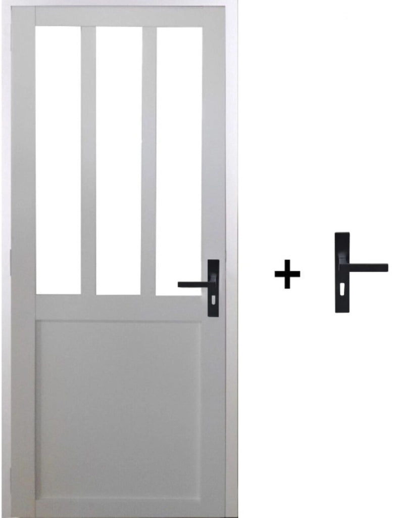 Blocco porta officina BIANCO H204 x L83 Pannello laterale sinistro a spinta + maniglia