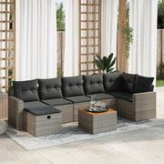 Set Divano da Giardino 8 pz con Cuscini Grigio in Polyrattan