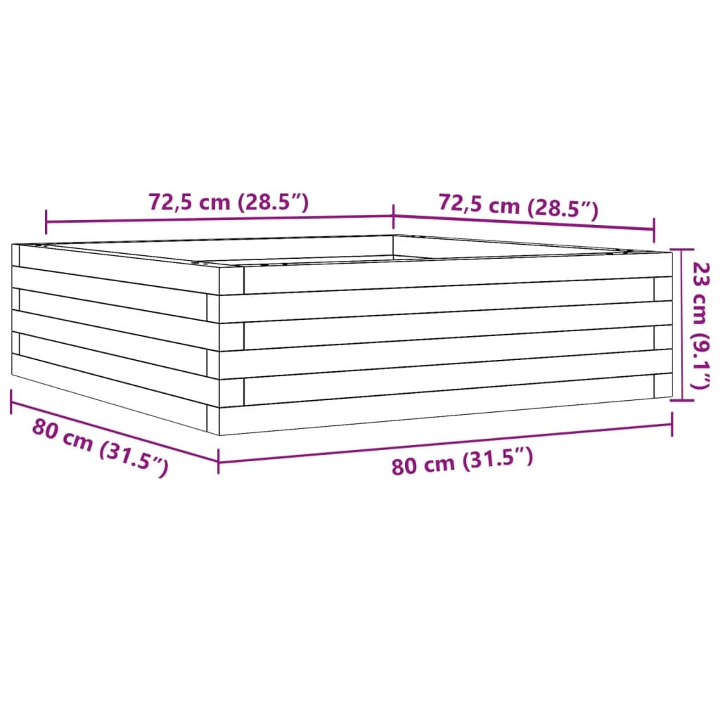Fioriera rialzata per piante e fiori terrazza giardino 80 x 80 x 23 cm legno di pino massiccio bianco 02_0037889