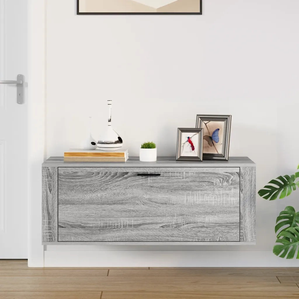 Scarpiera a Muro Grigio Sonoma 100x35x38cm in Legno Multistrato 821026
