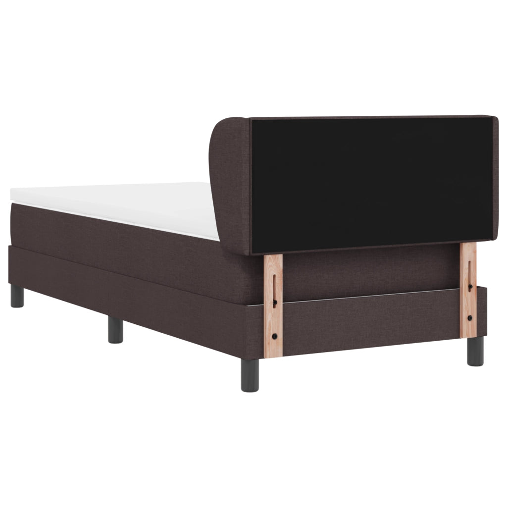 Letto a Molle con Materasso  Marrone Scuro 90x190 cm in Tessuto