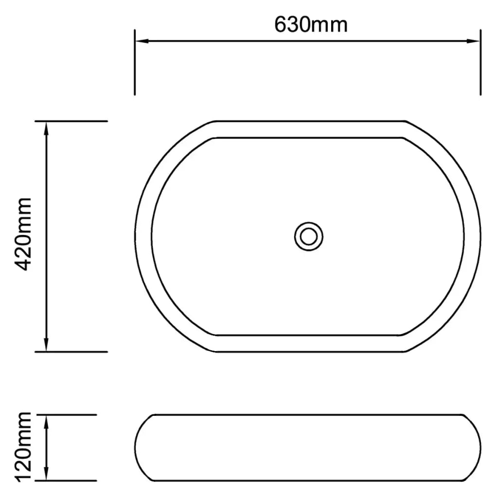 Lavandino da bagno in ceramica ovale nero CFW6161545