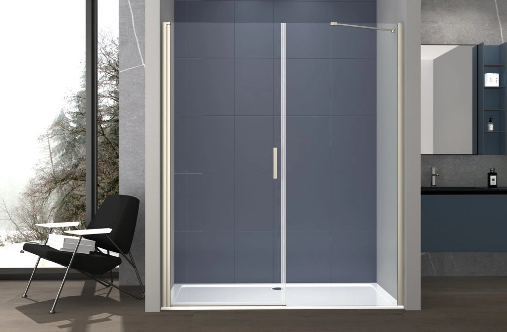 Box doccia 2 lati 80x70 cm fisso + porta 1 battente H200 cm cristallo 6mm profilo SATINATO LUCIO