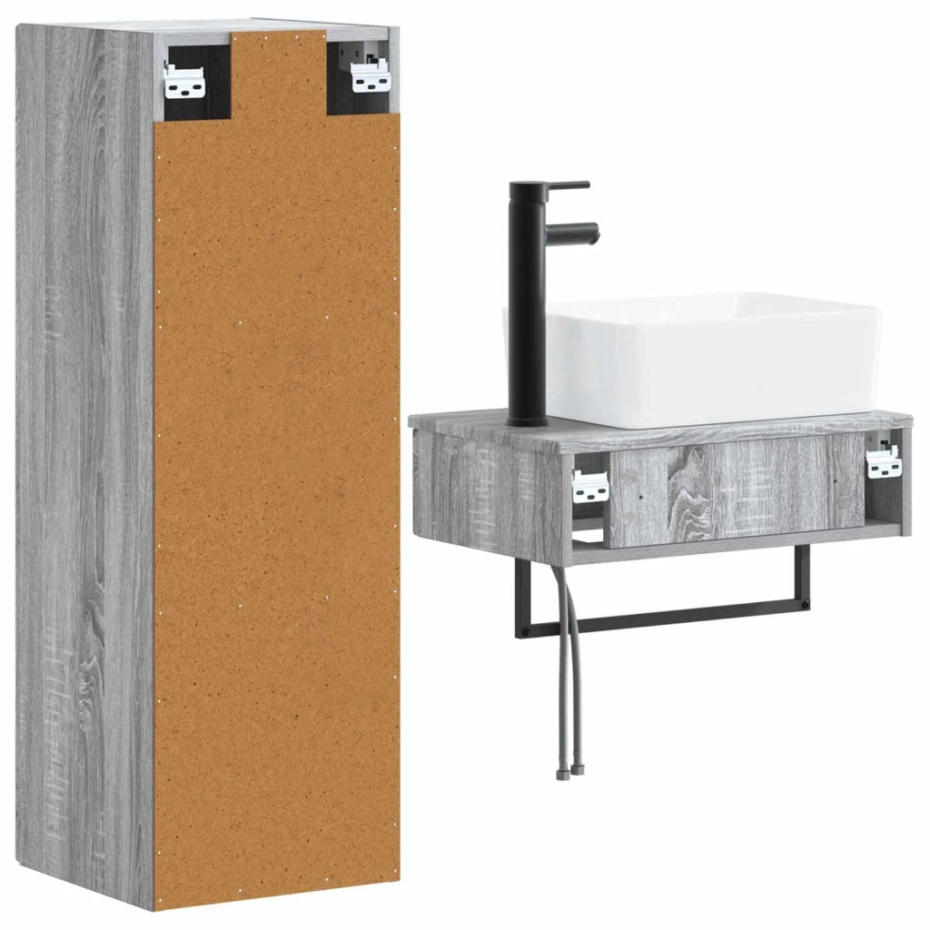 Set di mobili per il bagno 2 pz Sonoma grigio 3406109