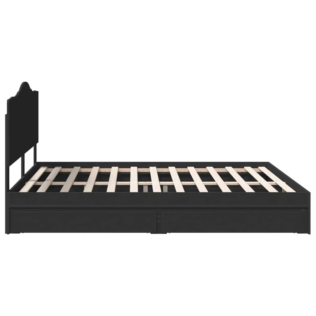Letto con Contenitore Nero 200 x 200 cm Legno multistrato