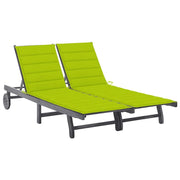Lettino prendisole sedia a sdraio lettino prendisole letto da giardino mobili da esterno per patio 2 posti con cuscino grigio acacia 02_0012229