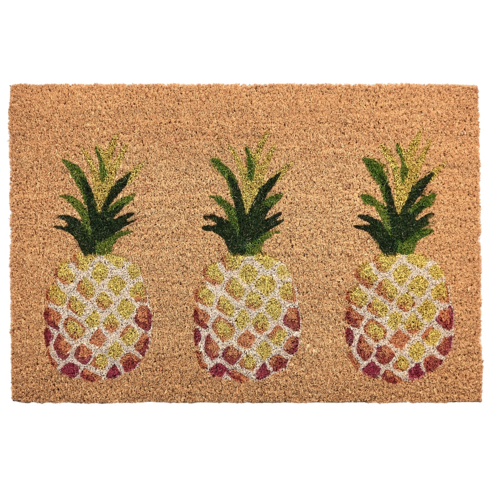 Zerbino di benvenuto in fibra di cocco antiscivolo 40 x 60 cm con retro in PVC motivo a forma di ananas colore naturale