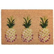 Zerbino di benvenuto in fibra di cocco antiscivolo 40 x 60 cm con retro in PVC motivo a forma di ananas colore naturale