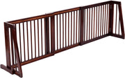 Recinto per Cani da Interno, Cancelletto Regolabile in Legno con Base Larga e 3 Ante, Recinzione per Animali Domesti di Piccola/Media Taglia, 140-203 x 9,5 x 56 cm