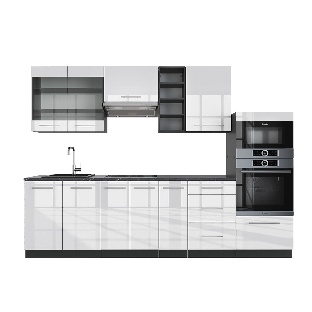 Cucina componibile Fame-Line Bianco lucido/Antracite 280 cm, PL Antracite Vicco