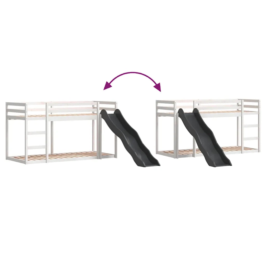 vidaXL Letto a Castello Scivolo e Scala Bianco 90x200 cm Legno di Pino