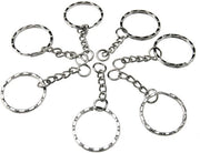 Anelli per chiave 50 pezzi - Anello per chiave con catena - Argentato - Diametro 25 mm - Hanger per chiave rimovibile - Materiale acciaio