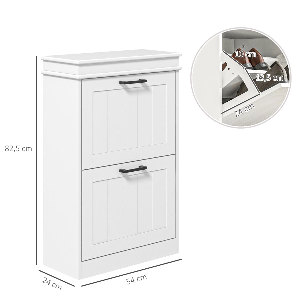 Scarpiera con 2 Cassetti e Ripiani Aggiustabili ¨C zephmum ¨C Bianco 80x30x80 cm