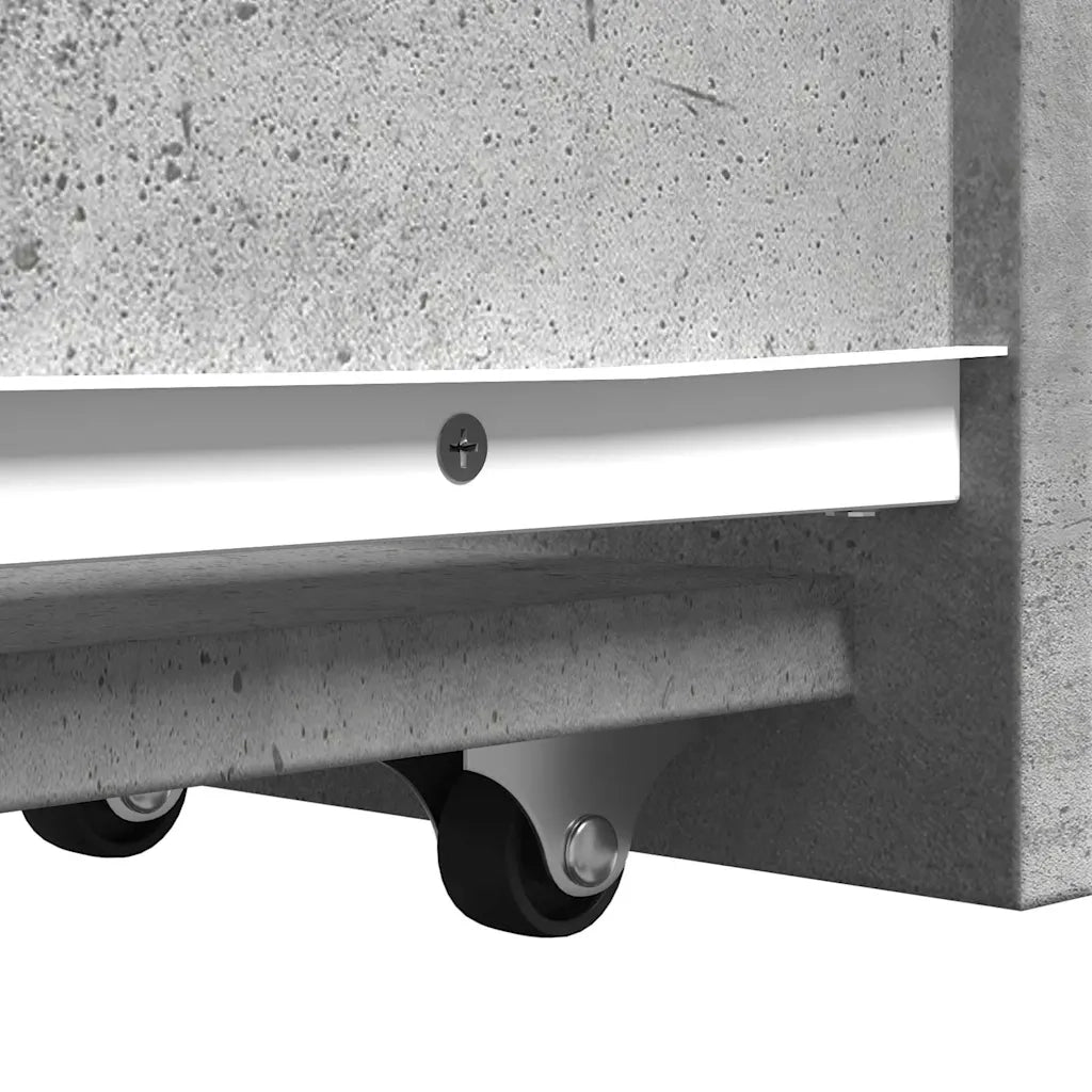Armadietto da Bagno Stretto con Ruote Grigio Cemento Truciolato 855289