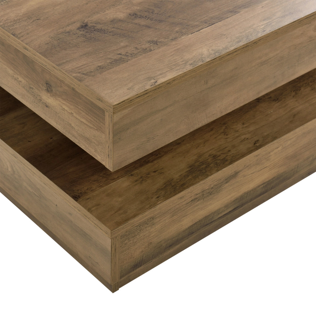 Tavolino da Caffè Florenz con Piano Girevole per Salotto Soggiorno 76 x 76 x 38 cm - Effetto Legno [en.casa]