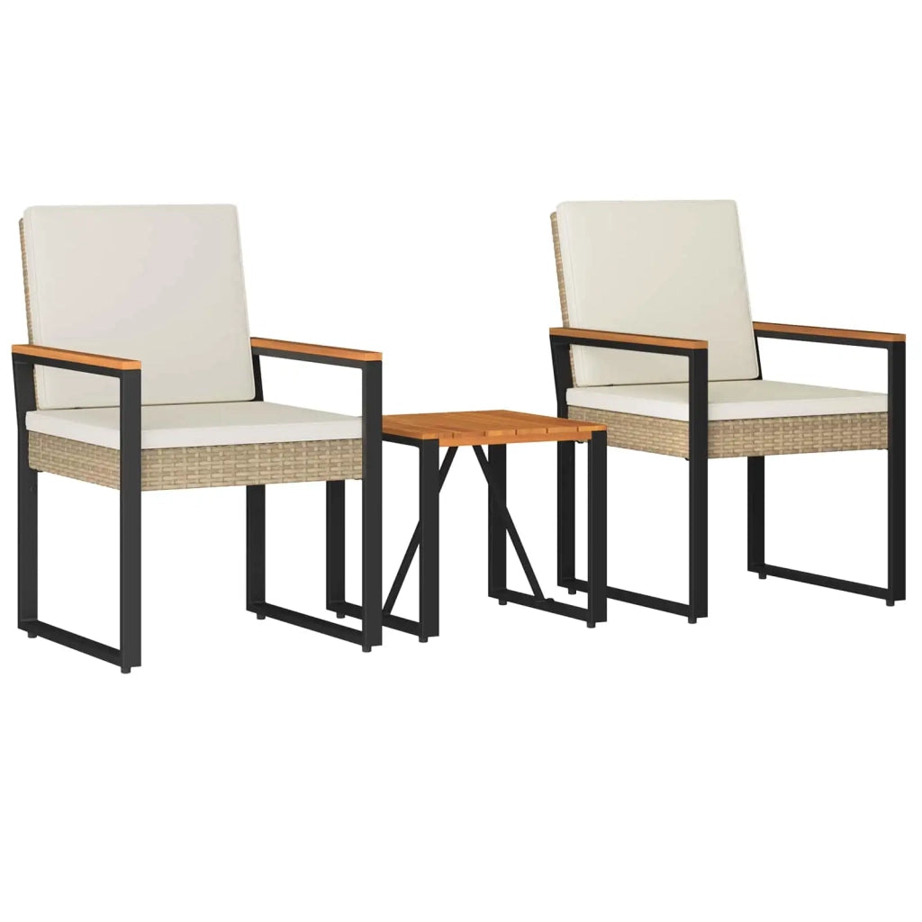 Set Mobili da Esterno 3 pz | Set Salotto da Giardino Beige e Bianco Crema polyrattan