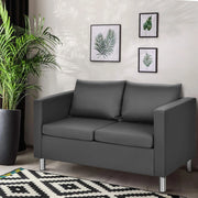 Divano a 2 Posti, Divano Moderno con Cuscino Morbido, Gambe in Legno di Gomma, In Similpelle PU, Carico 240 kg, 120x60x62,5 cm