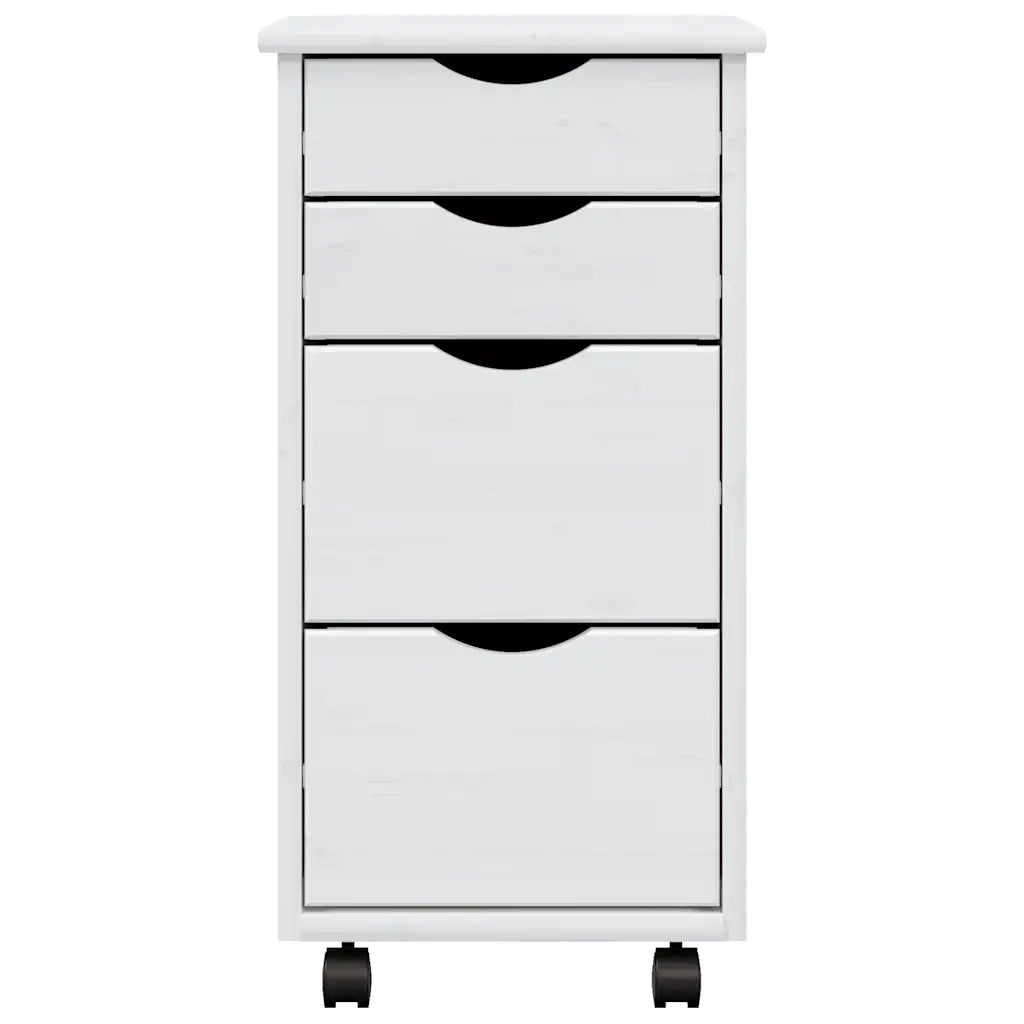 Armadietto Rotante con Cassetti MOSS Bianco Legno Massello Pino 355904