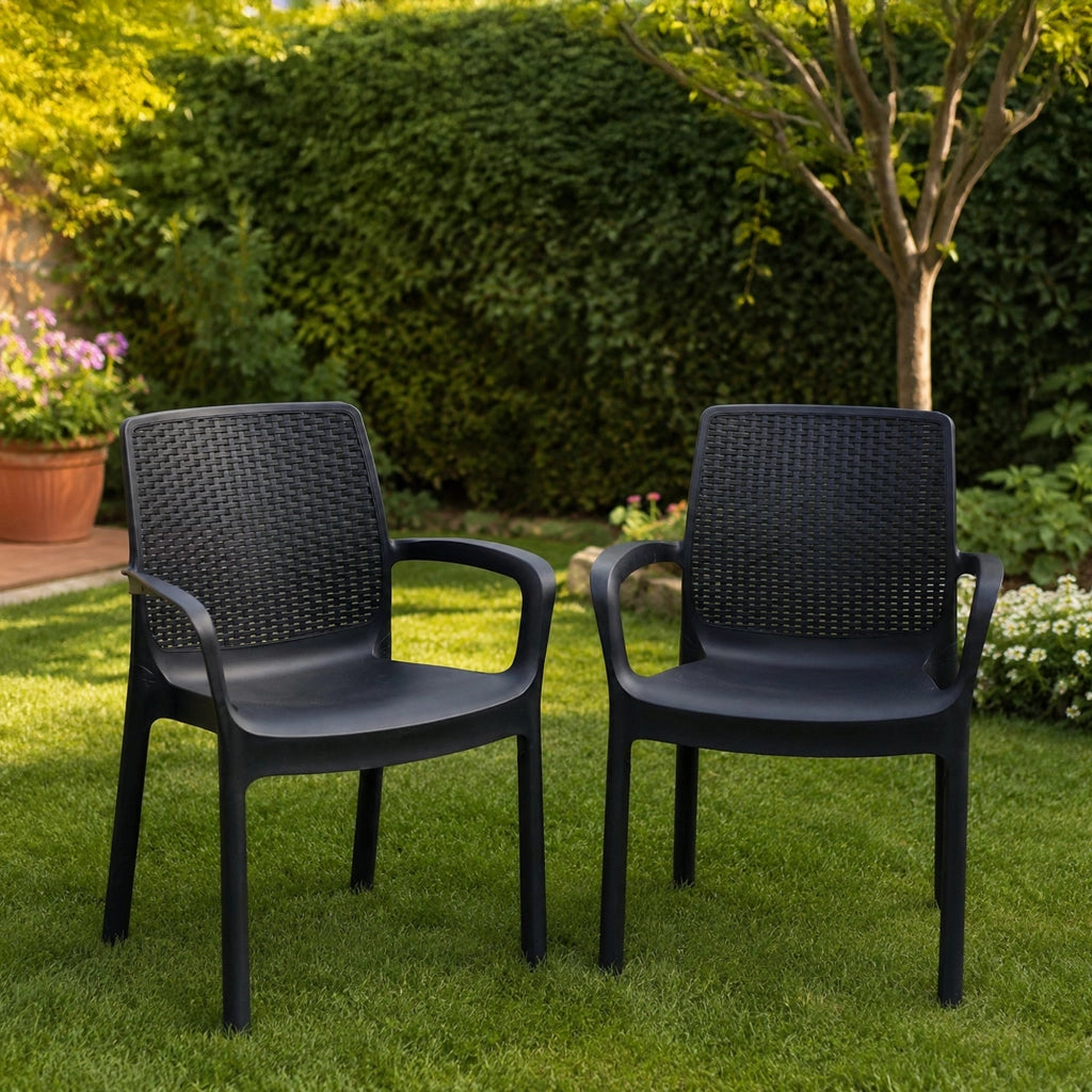 Mattagga, Sedia da Esterno 2 Sedie Made in Italy, Nero Antracite