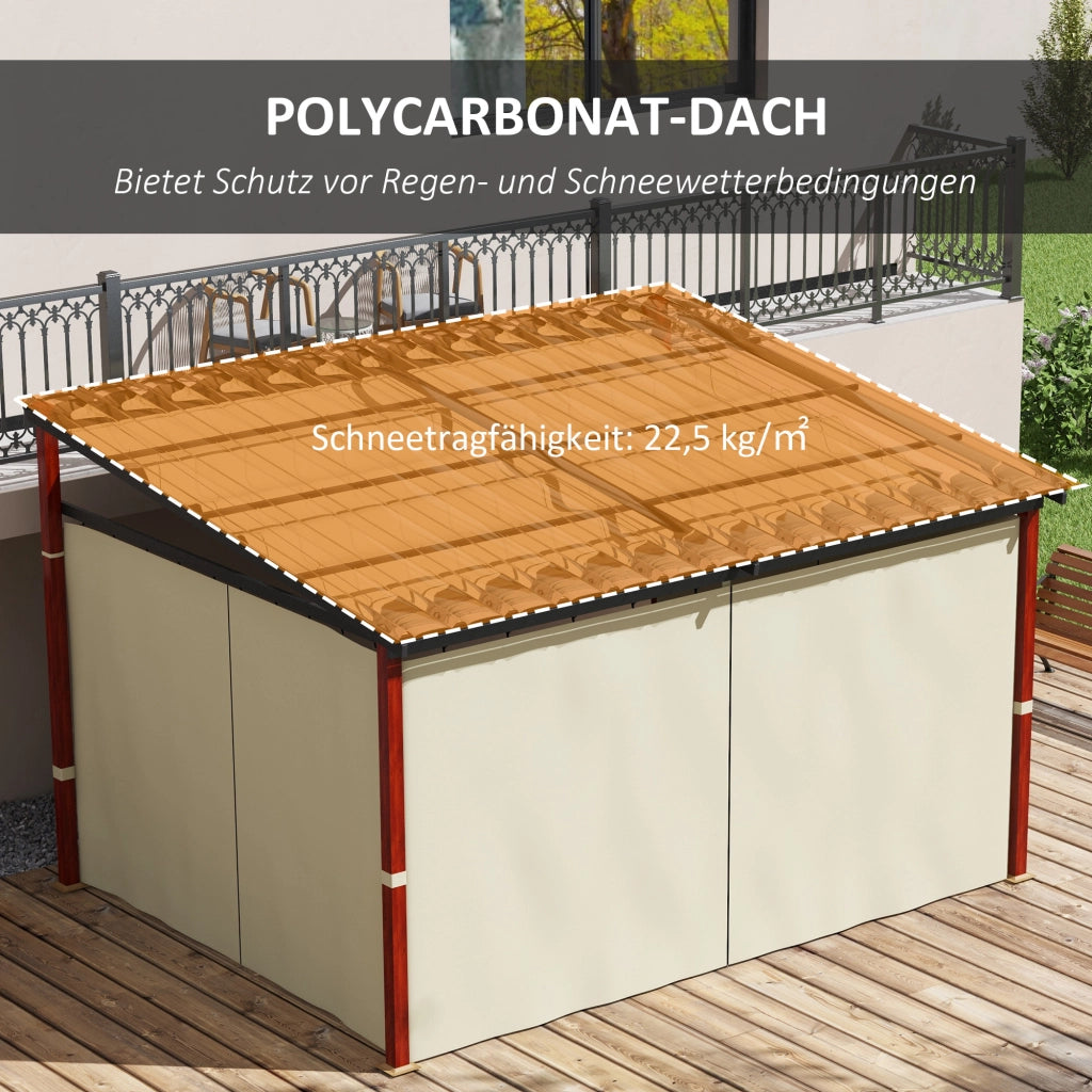 Pergol 3.5x3m con pareti laterali antivento altezza regolabile tetto retrattile colore beige perfetto per giardino e terrazza