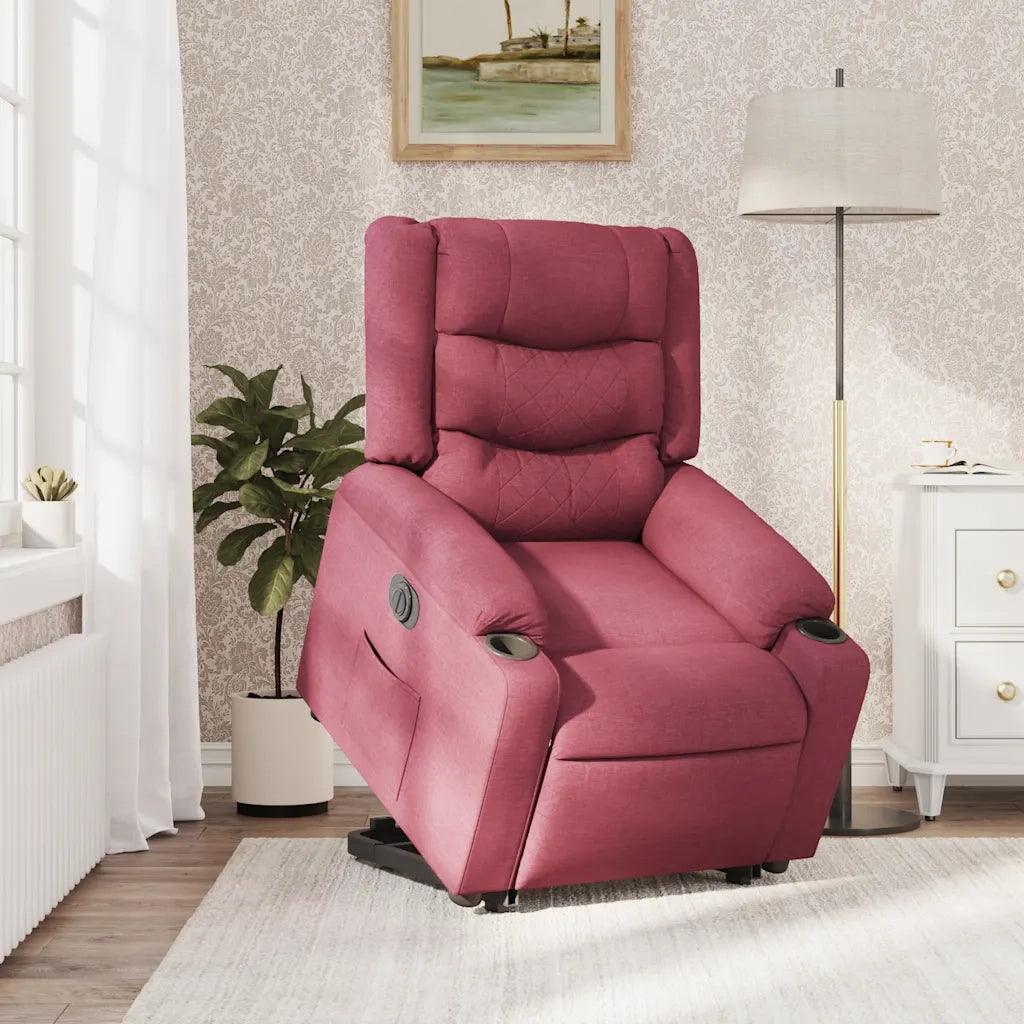 Poltrona Alzapersona Reclinabile Elettrica Rosso Vino Tessuto 3310275