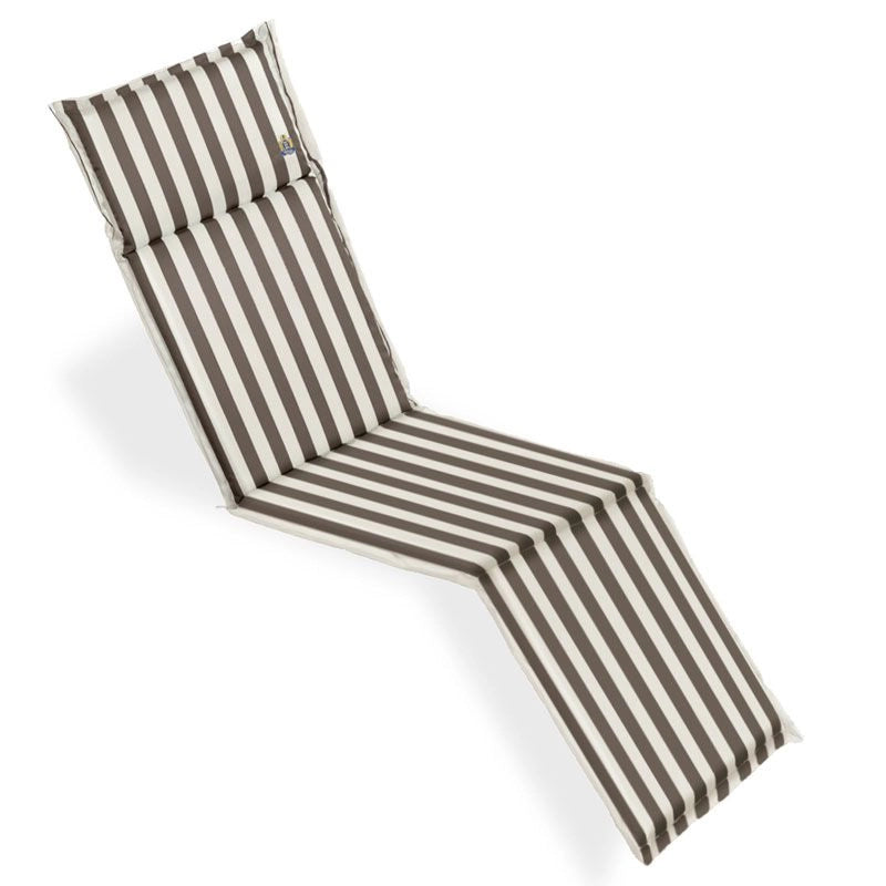 Cuscino da esterno per deckchair, 184x46 cm con volant - Cuscino Da Esterno Per Deckchair, 184x46 Cm Con Volant Fantasia Dune (righe Bianche/sabbia)